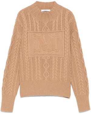 Max Mara Miranda Crewneck Knitted Jumper - Natural