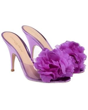 Gianvito Rossi Floral Stiletto Mule Sandals - Purple