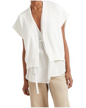Brunello Cucinelli Layered Tied Waist Cardigan - Natural