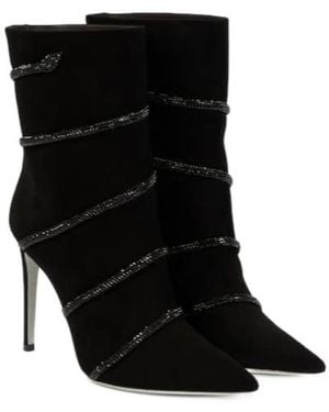 Rene Caovilla Morgana Embellished Suede Boots - Black