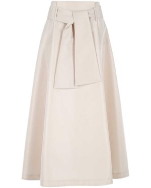 D.exterior Tie-Waist A-Line Skirt - White