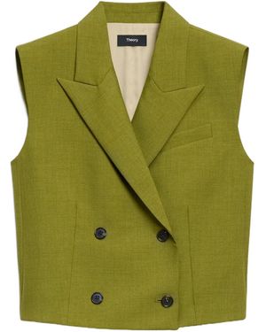 Theory Double-Breasted Sleeveless Jacket - Green