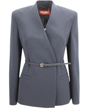 Max Mara Long-Sleeved Suit Jacket - Blue