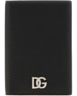 Dolce & Gabbana Logo Plaque Passport Holder - Black
