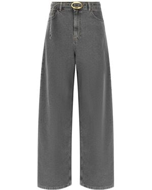 Twinset Belted Wide-Leg Jeans - Gray