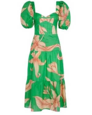 Johanna Ortiz Colourful Culture Floral Cotton Midi Dress - Green