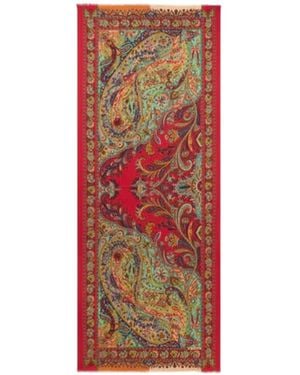 Etro Cashmere, Silk And Wool Scarf With Paisley Motif - Red