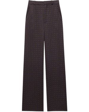 Saint Laurent Medallion Mid-Rise Wide Leg Trousers - Multicolour