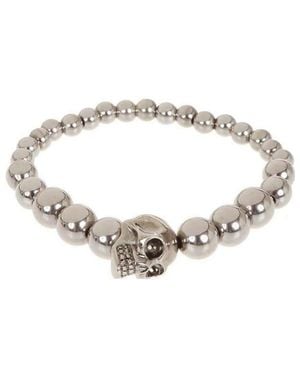 McQueen Skull Beaded Embellished Bracelet - White