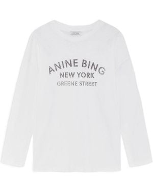 Anine Bing Long-Sleeved Crewneck T-Shirt - White