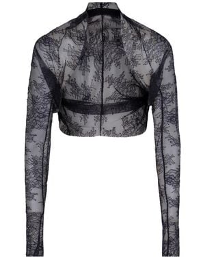 Alberta Ferretti Long Sleeve Lace Top - Black
