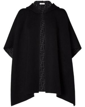Fendi And Ff Zucca Cashmere Poncho - Black