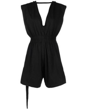 Rick Owens V-Neck Short Playsuit - Black