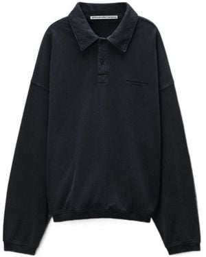 Alexander Wang Button Detailed Long-Sleeved Polo Shirt - Black