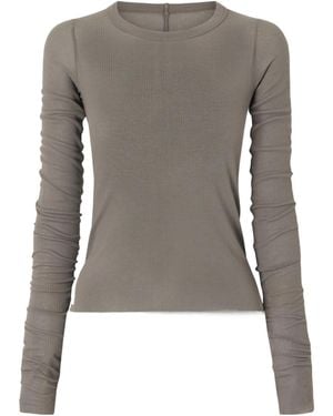 Rick Owens Distressed Ribbed Knit T-Shirt - Grey
