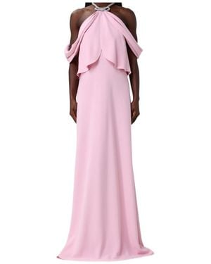 Alberta Ferretti Halterneck Maxi Dress - Pink
