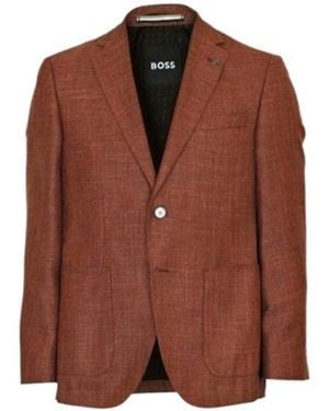 BOSS Lapel Long-Sleeved Suit Coat - Brown
