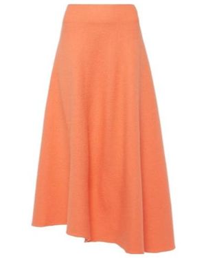Jil Sander High-Rise Asymmetric Wool Midi Skirt - Orange