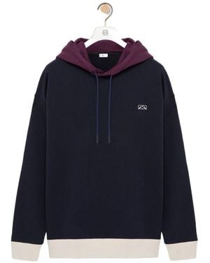 Loewe Anagram-Embroidered Hoodie - Blue