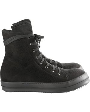 Rick Owens Lace-Up High-Top Casual Shoes - Black