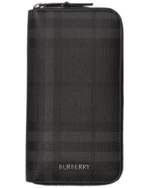 Burberry Large City Check Zip Wallet - Black