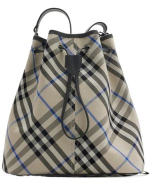 Burberry Medium Check Bucket Bag - Grey