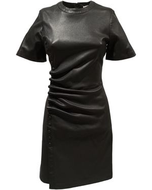 Rabanne Short Gathered Leather Dress - Black