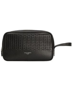 Dolce & Gabbana Woven Beauty Case - Black