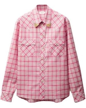 Versace Slim Checked Long-Sleeve Shirt - Pink