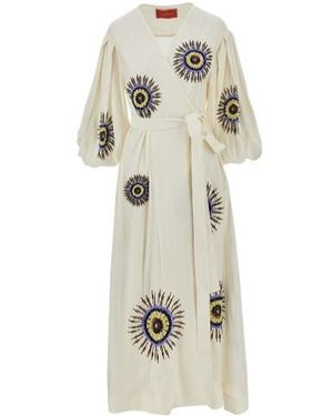 La DoubleJ Tie-Fastening Midi Dress - Natural