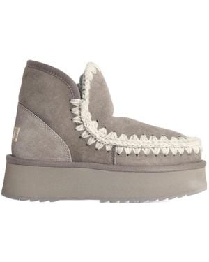 Mou 50Mm Platform Braided Boots - Grey