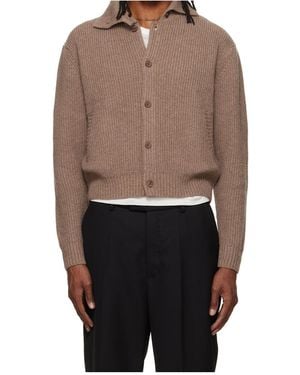 Tonywack Ribbed High Neck Cardigan - Grey