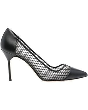 Manolo Blahnik Capcour Mesh-Panelled Court Shoes - Metallic