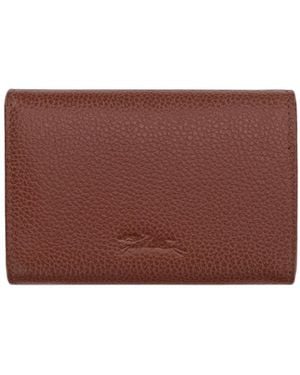 Longchamp Compact Leather Wallet - Red