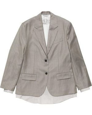 Acne Studios Pinstripe-Pattern Layered Blazer - Grey
