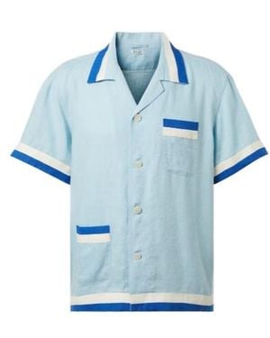 Bode Seedling Stripe Linen Shirt - Blue