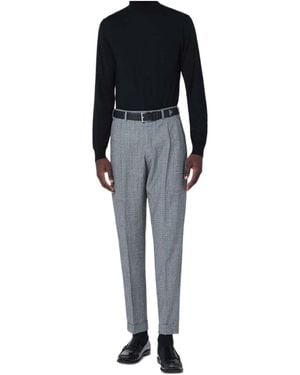 Pt Pantaloni Pt Torino Houndstooth Pleated Trousers - Black