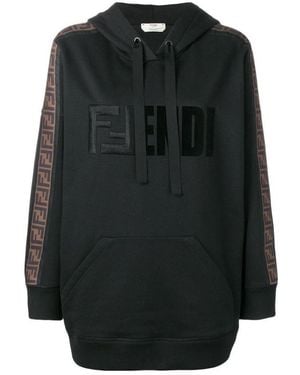 Fendi Logo Logo Hooded Jumper - Black