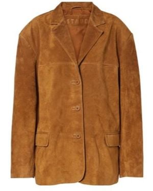 STAUD Corrine Single-Breasted Suede Jacket - Brown