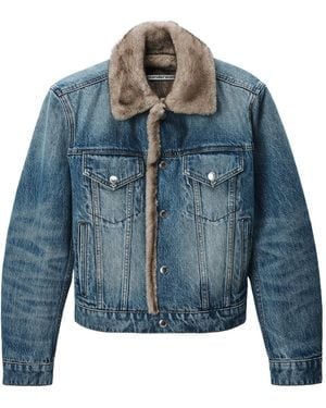 Alexander Wang Faux Fur Lined Denim Jacket - Blue