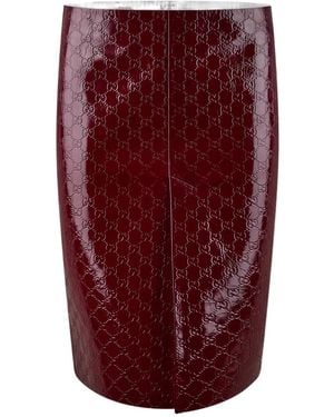 Gucci Gg Embossed Mid-Length Skirt - Purple