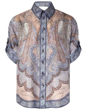 Zimmermann Wanderlust Short Sleeved Shirt - Grey