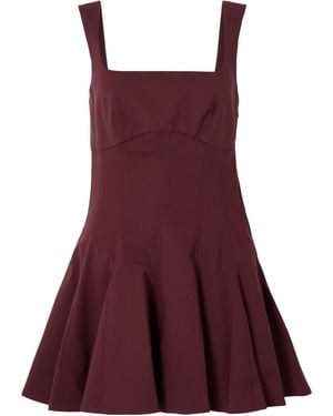 Jonathan Simkhai Emslie Paneled Pleated Cotton-Blend Mini Dress - Red