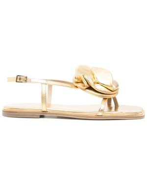Vic Matié Square Toe Flat Sandals - Metallic