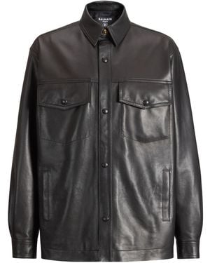 Balmain Collared Button-Up Jacket - Black