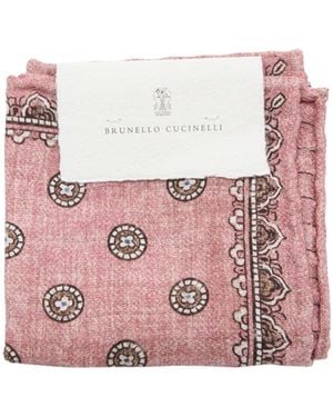 Brunello Cucinelli Reversible Patterned Pocket Square - Pink
