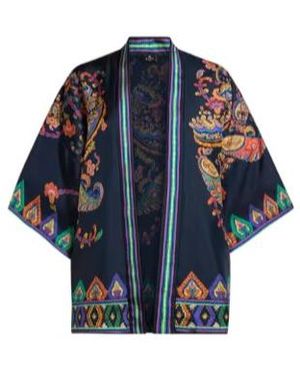 Etro Pattern-Printed Open-Front Jacket - Blue