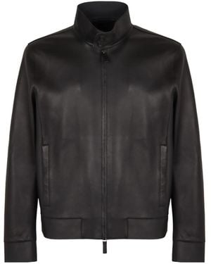 Emporio Armani Zip-Fastening Leather Jacket - Black