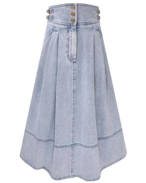 Zimmermann High Waist Denim Midi Skirt - Blue