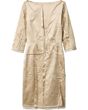 Miu Miu Crêpe Satin Silk Dress - Natural